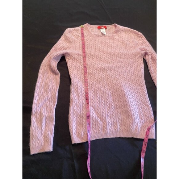 Anne Klein Sport 100% Cashmere Cable Knit Sweater Size S Pink Quiet Luxury Soft - Picture 5 of 6